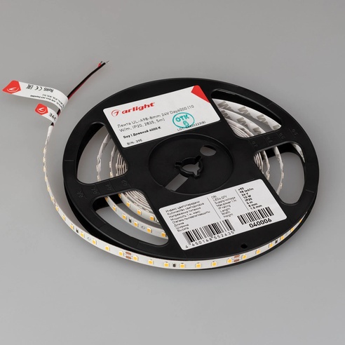 Лента светодиодная UL-A98-8mm 24V Day4000 (10 W/m, IP20, 2835, 5m) (Arlight, 7 лет)
