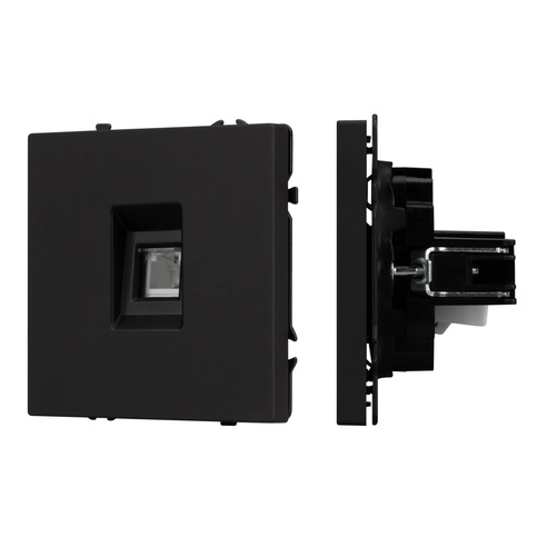 Механизм телефонной розетки SCT-NOBE-MTL1-SFPL-BK (RJ-11, 4C) (Arlight, Черный оникс)