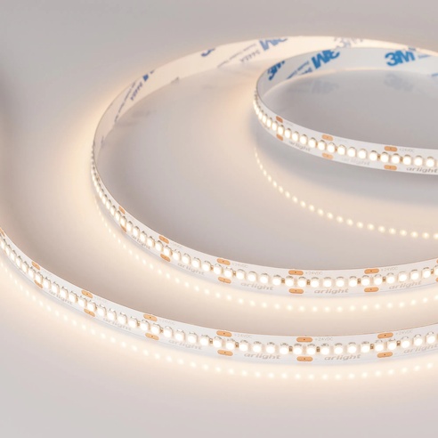 Лента светодиодная RT-A240-10mm 24V Warm3000 (19.2 W/m, IP20, 3528, 5m) (Arlight, Открытый)