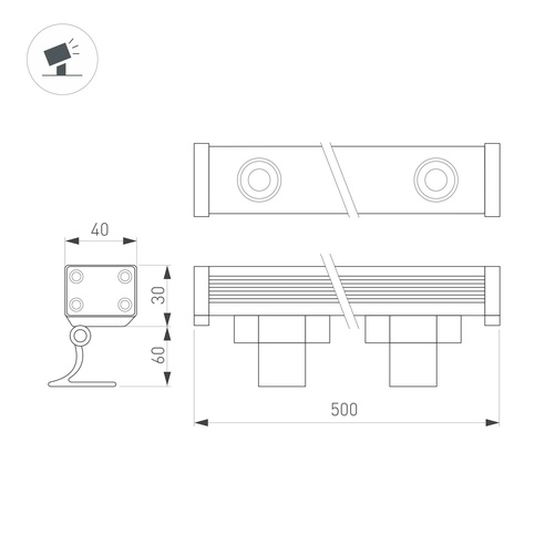 Светодиодный прожектор AR-LINE-500S-9W-220V Day (Grey, 30 deg) (Arlight, Закрытый)