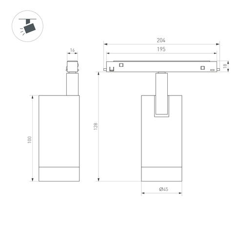 Светильник MAG-ORIENT-SPOT-R45-12W Warm3000 (WH, 36 deg, 48V) (Arlight, IP20 Металл, 5 лет)