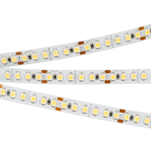 Лента светодиодная RT-A180-8mm 24V Warm3000 (14.4 W/m, IP20, 3528, 5m) (Arlight, Открытый)