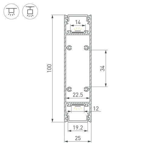 Профиль SL-LINE-25100-DUAL-2500 BLACK (Arlight, Алюминий)