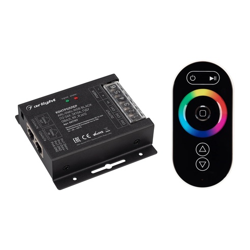 Контроллер ARL-OVAL-RGB Black (12-24V, 3x10A, ПДУ Овал, RF, RJ45) (Arlight, IP20 Металл, 3 года)