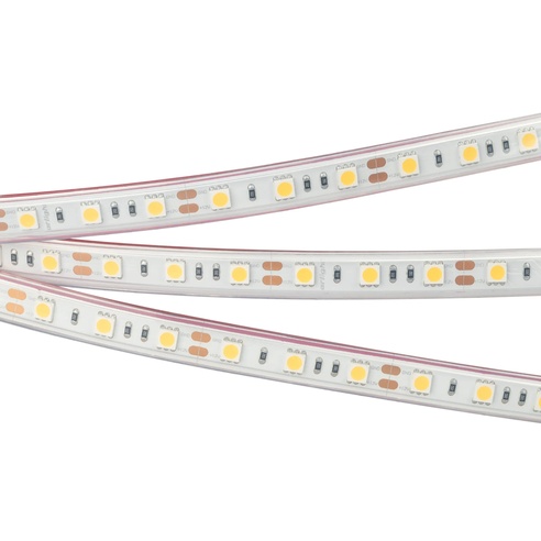 Лента светодиодная RTW 2-5000P 12V White6000 2x (5060, 300 LED, LUX) (Arlight, 14.4 Вт/м, IP66)