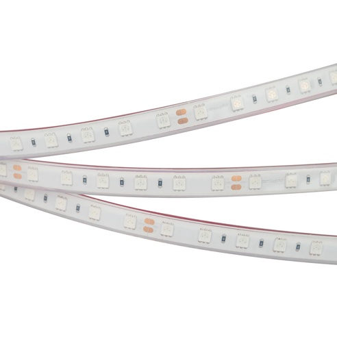 Лента светодиодная RTW 2-5000PGS 24V Yellow 2x (5060, 300 LED, LUX) (Arlight, 14.4 Вт/м, IP67)