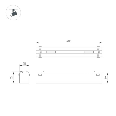 Светильник MAG-VIBE-FLAT-L485-24W Day4000-MIX (BK, 100 deg, 48V, DALI) (Arlight, IP20 Металл, 5 лет)
