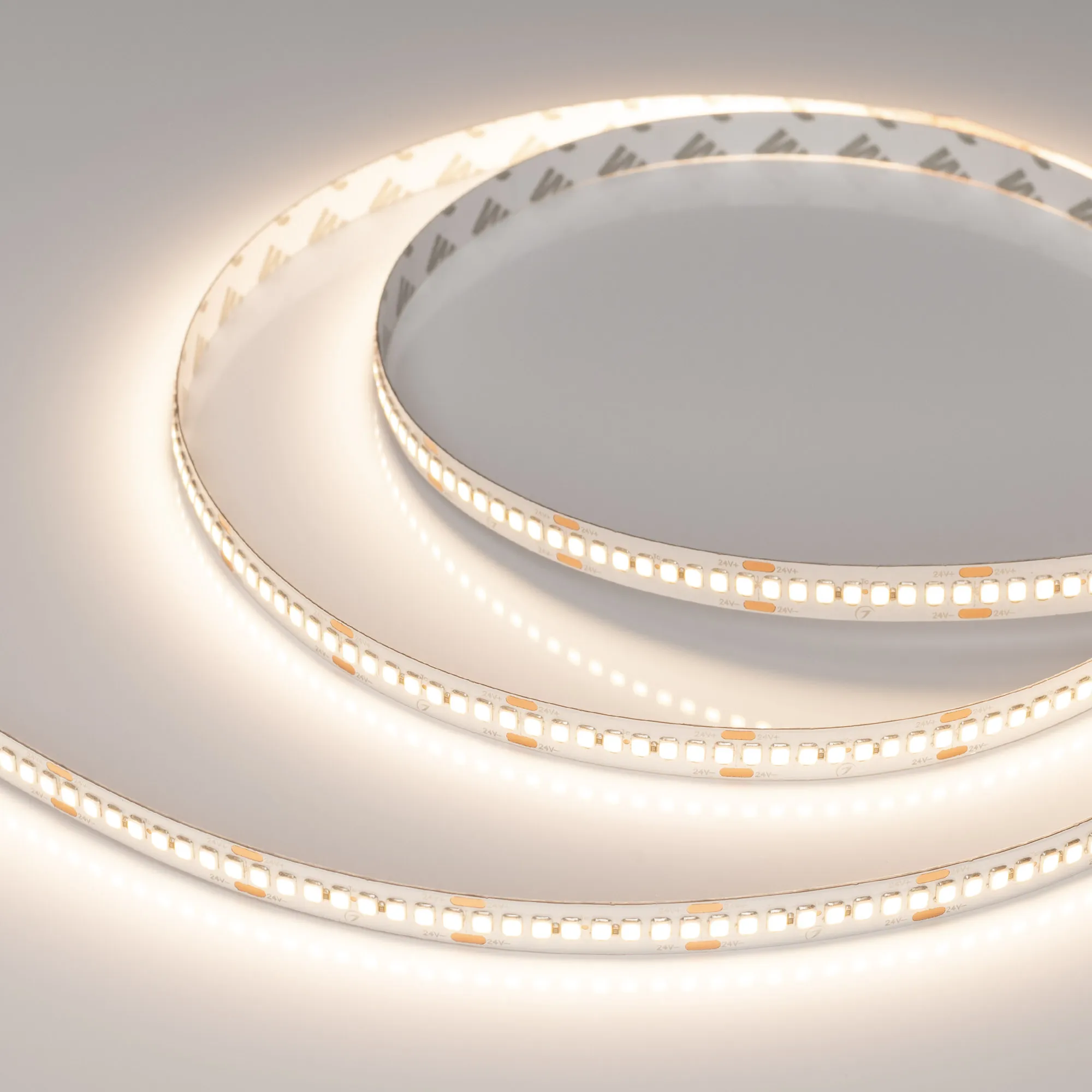 Лента светодиодная RT-A240-10mm 24V Warm3500 (22 W/m, IP20, 2835, 5m) (Arlight, высок.эфф.150 лм/Вт) - изображение товара