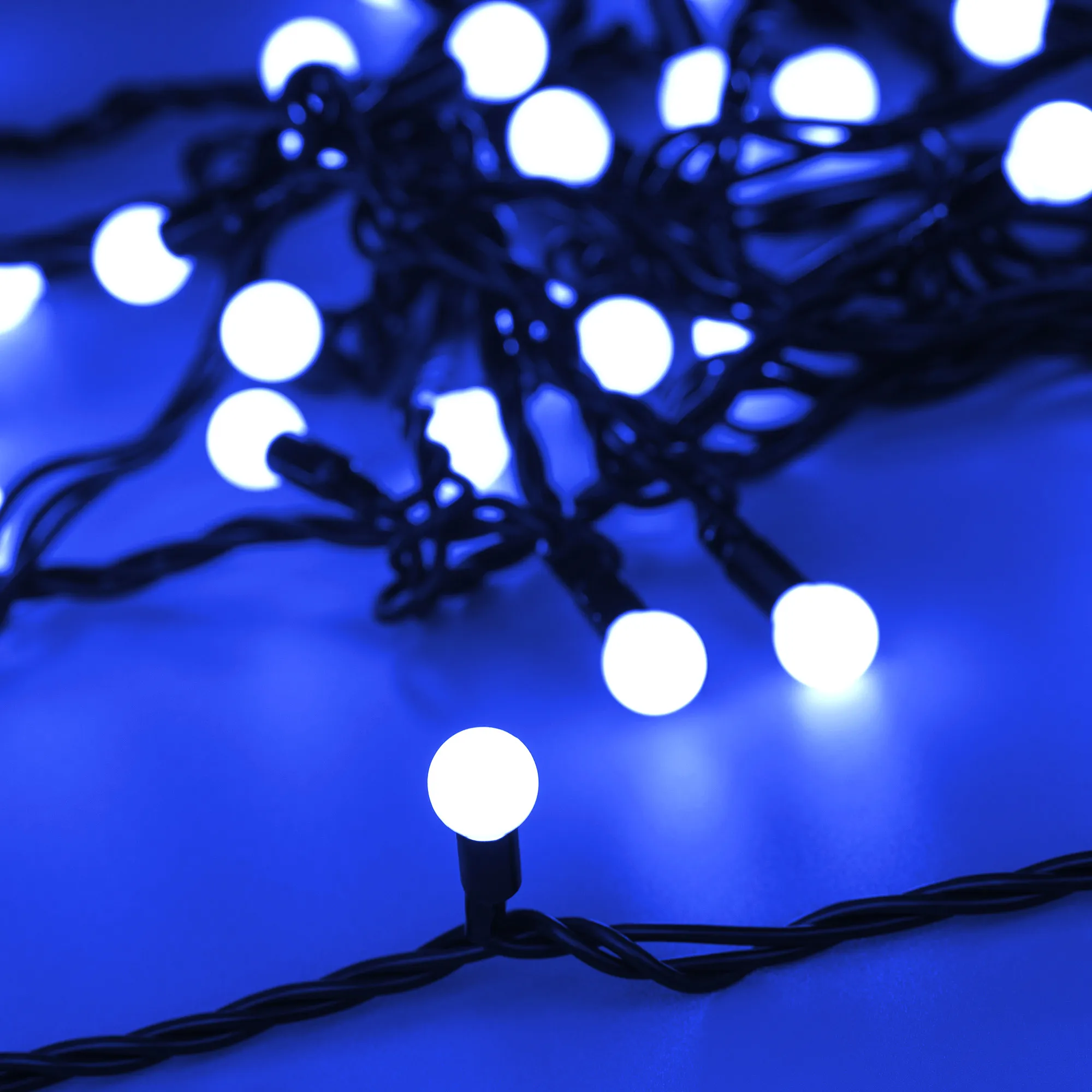 Светодиодная гирлянда ARD-BALL-CLASSIC-D13-20000-BLACK-200LED BLUE (230V, 14W) (Ardecoled, IP65) - изображение товара