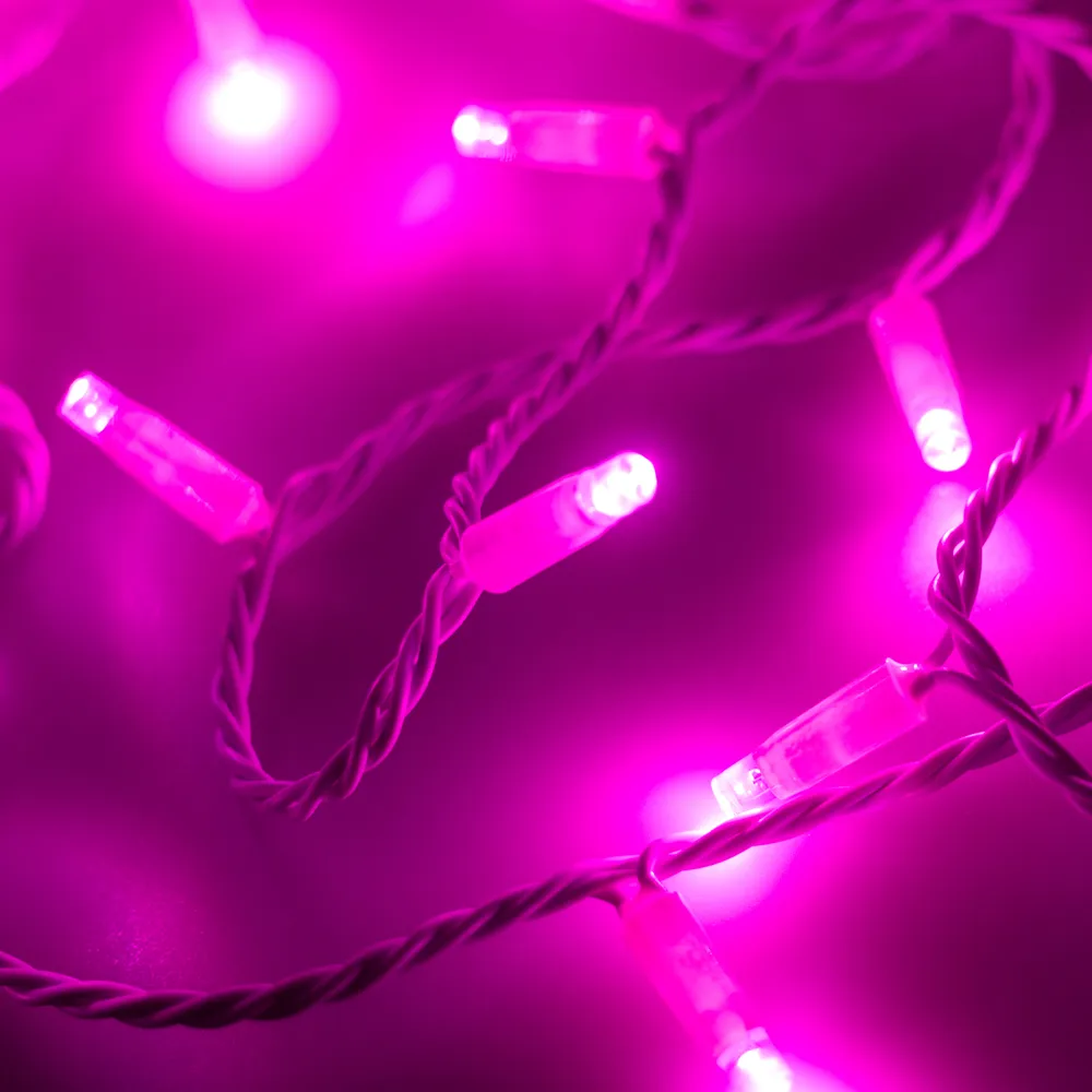 Светодиодная гирлянда ARD-STRING-CLASSIC-10000-WHITE-100LED-FLASH PINK (230V, 7W) (Ardecoled, IP65) - изображение товара