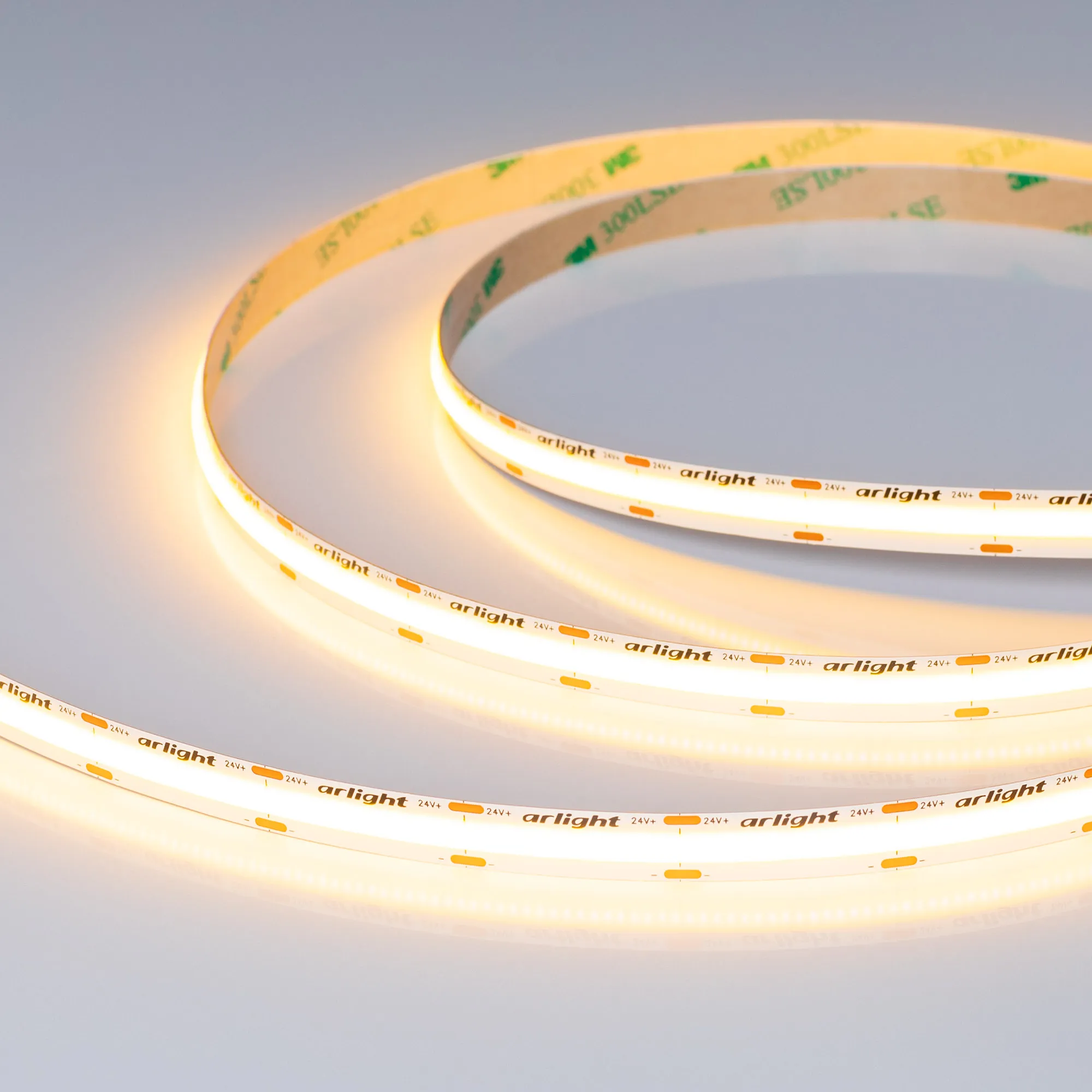 Лента COB-X576-10mm 24V Warm2400 (15 W/m, IP20, 5m) (Arlight, высок.эфф.150 лм/Вт)