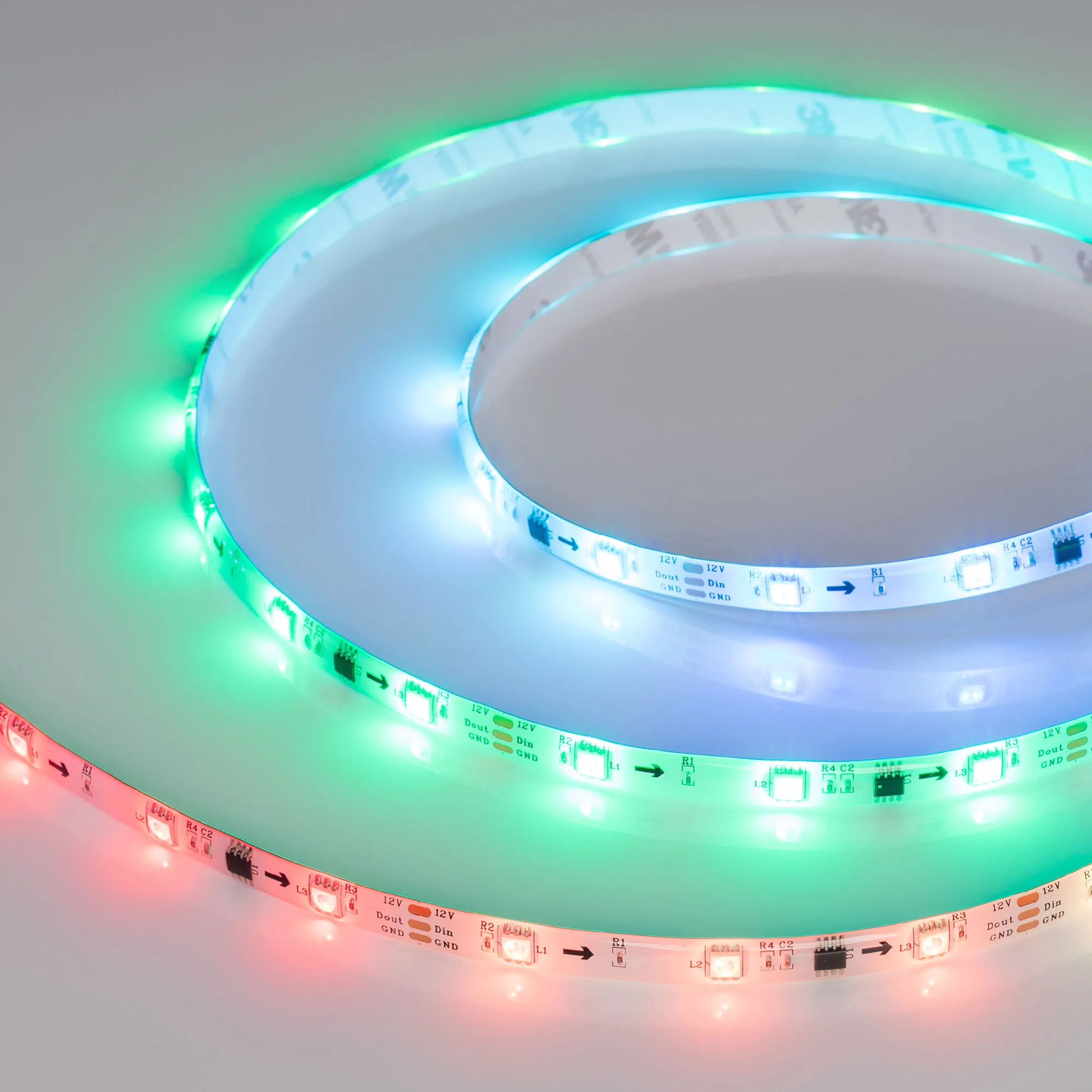 Лента светодиодная герметичная SPI-SE-B30-10mm 12V RGB-PX3 (7.2W/m, IP65, 5060, 5m) (Arlight, бегущий огонь) - изображение товара