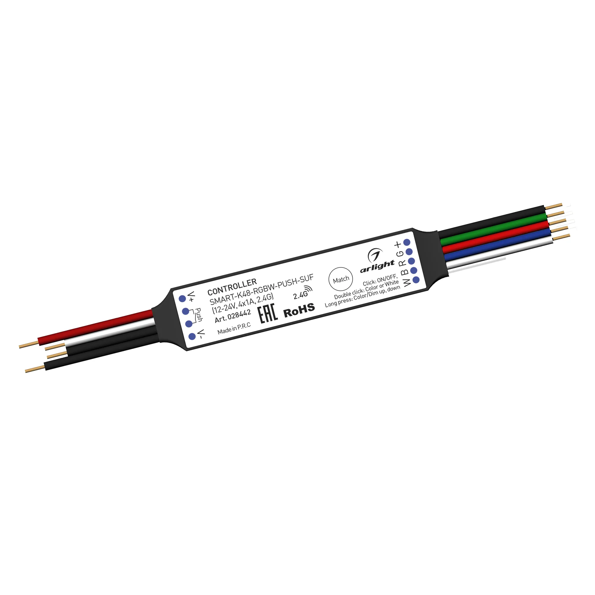 Контроллер SMART-K48-RGBW-PUSH-SUF (12-24V, 4x1A, 2.4G) (Arlight, Пластик) - изображение товара