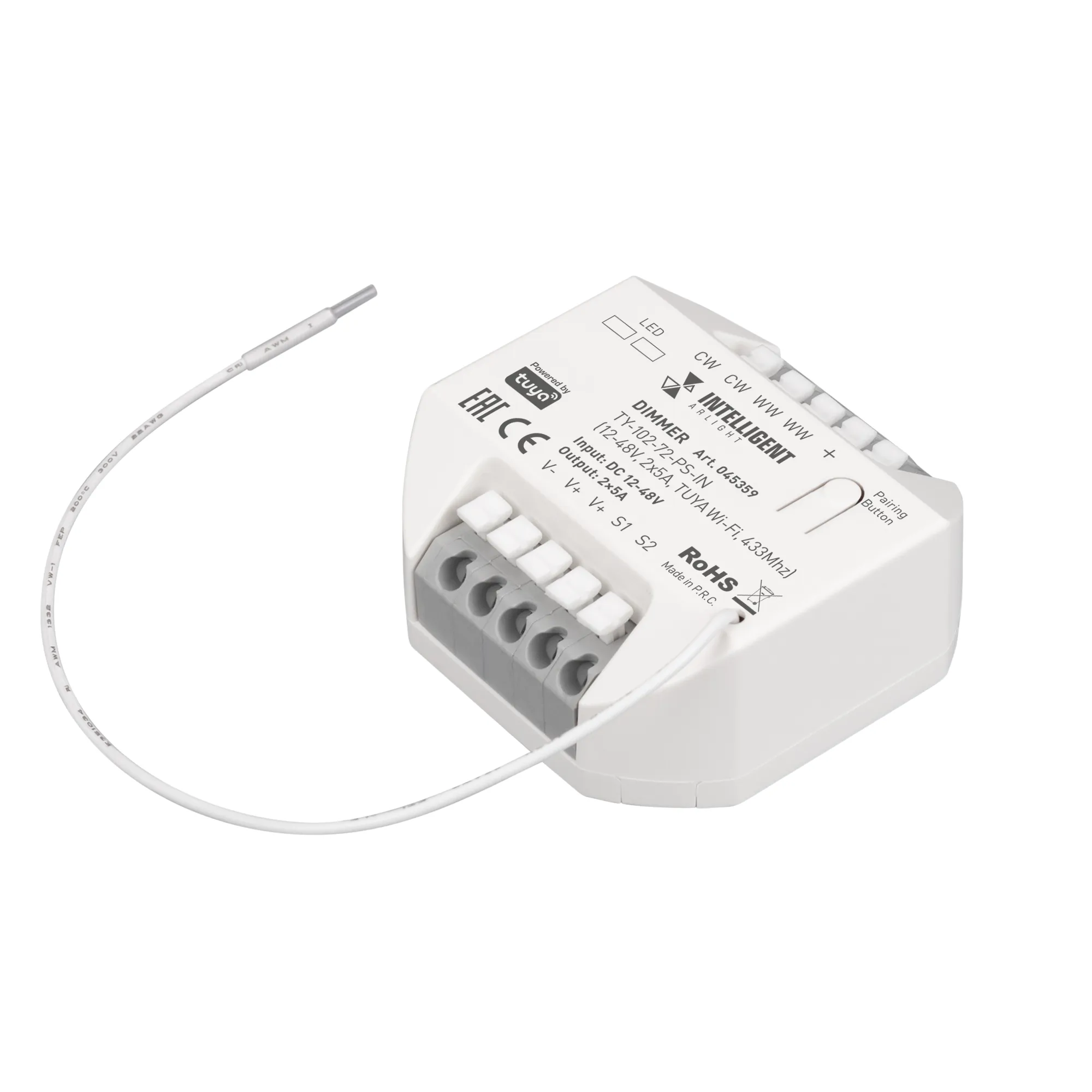INTELLIGENT ARLIGHT Диммер TY-102-72-PS-IN (12-48V, 2x5A, TUYA Wi-Fi, 433Mhz) (IARL, IP20 Пластик, 3 года) - изображение товара