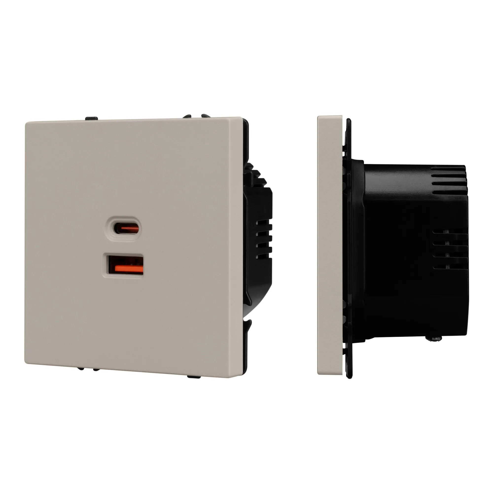 Механизм розетки с быстрой USB зарядкой SCT-NOBE-MUAC-SFPL-FC-CA (65W, QC3) (Arlight, Кашемир) - изображение товара