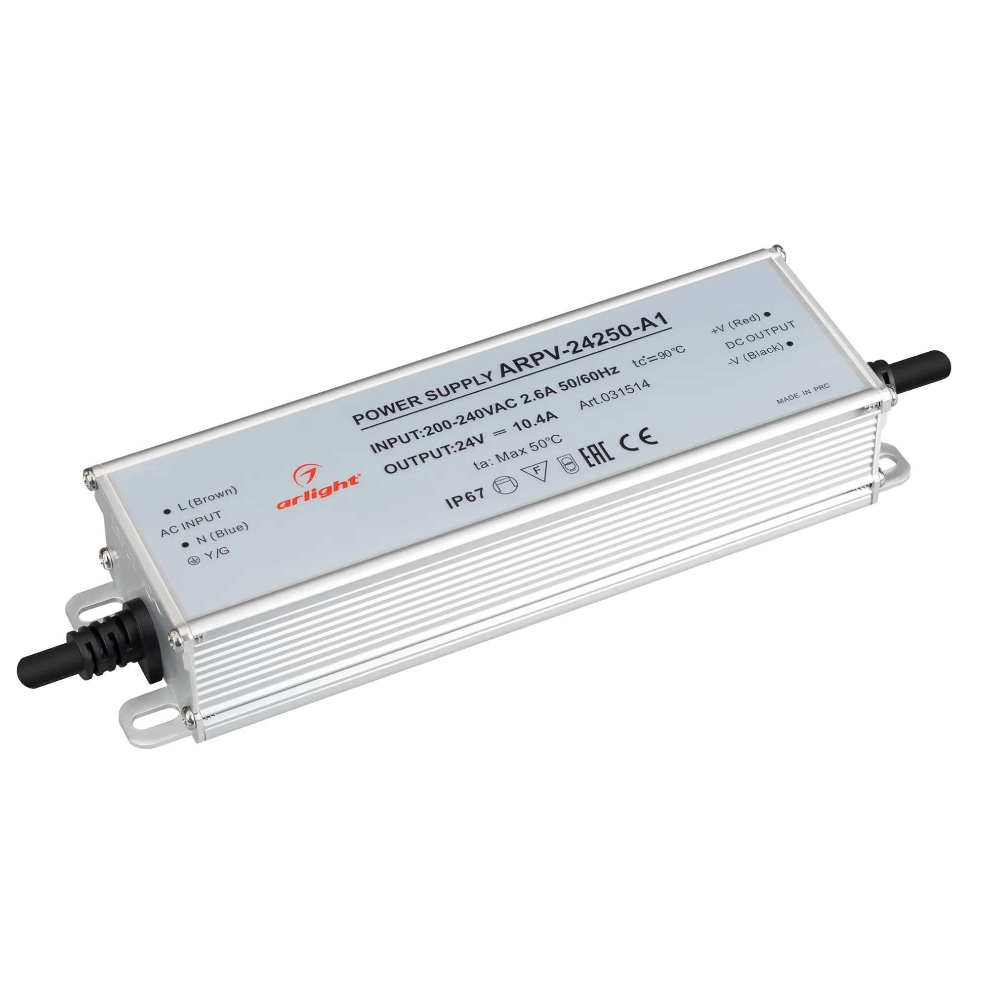 Блок питания ARPV-24250-A1 (24V, 10.4A, 250W) (Arlight, IP67 Металл, 3 года) - изображение товара