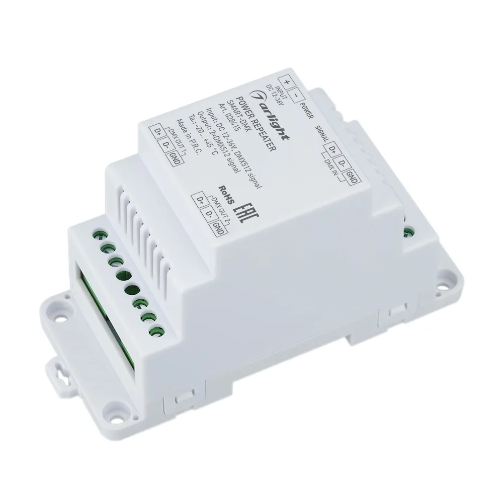 Усилитель SMART-DMX (12-36V, 2CH, DIN) (Arlight, IP20 Пластик, 5 лет) - изображение товара