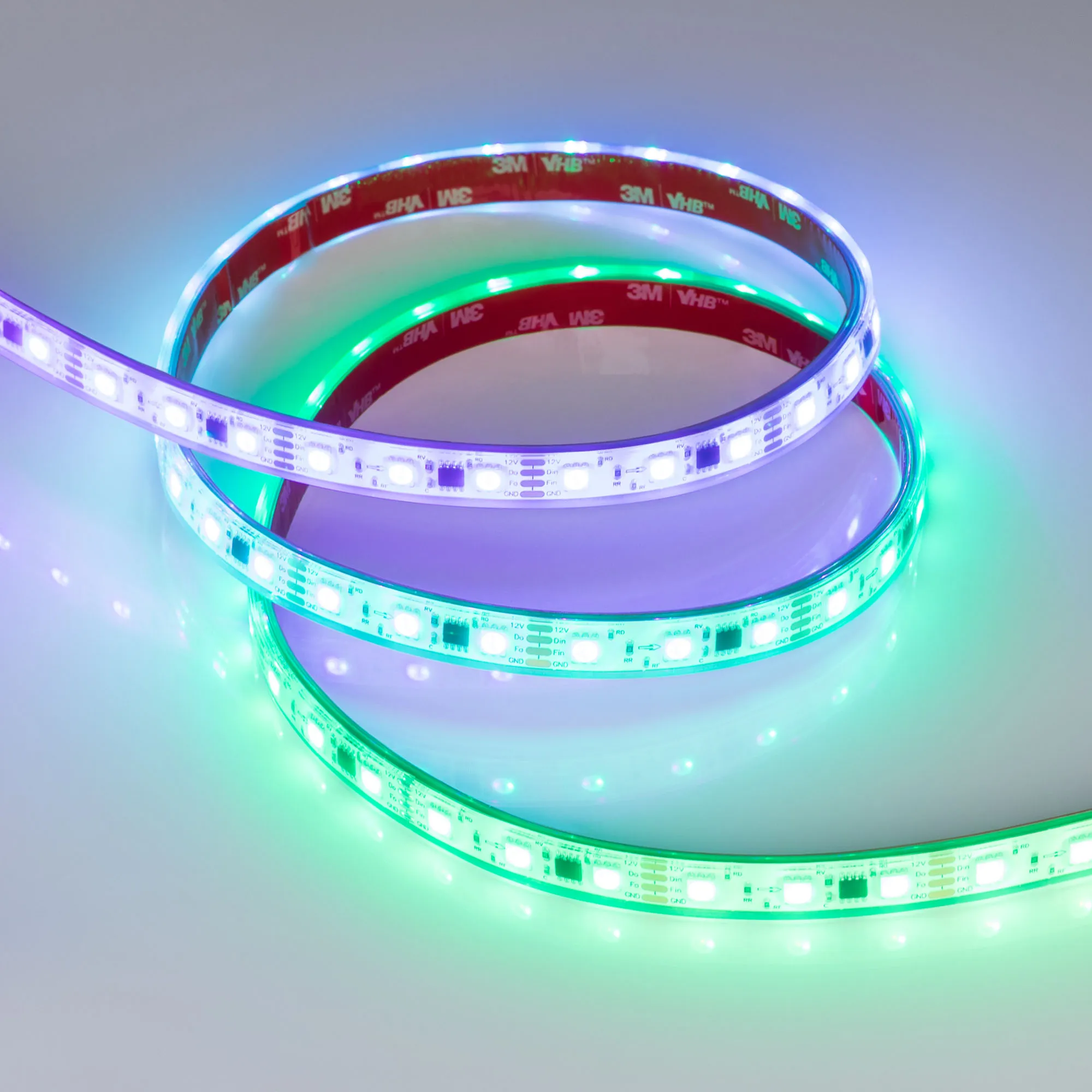 Лента светодиодная герметичная SPI-PFS-B60-12mm 12V RGB-PX3-BPT (12 W/m, IP68, 5060, 5m) (Arlight, бегущий огонь) - изображение товара