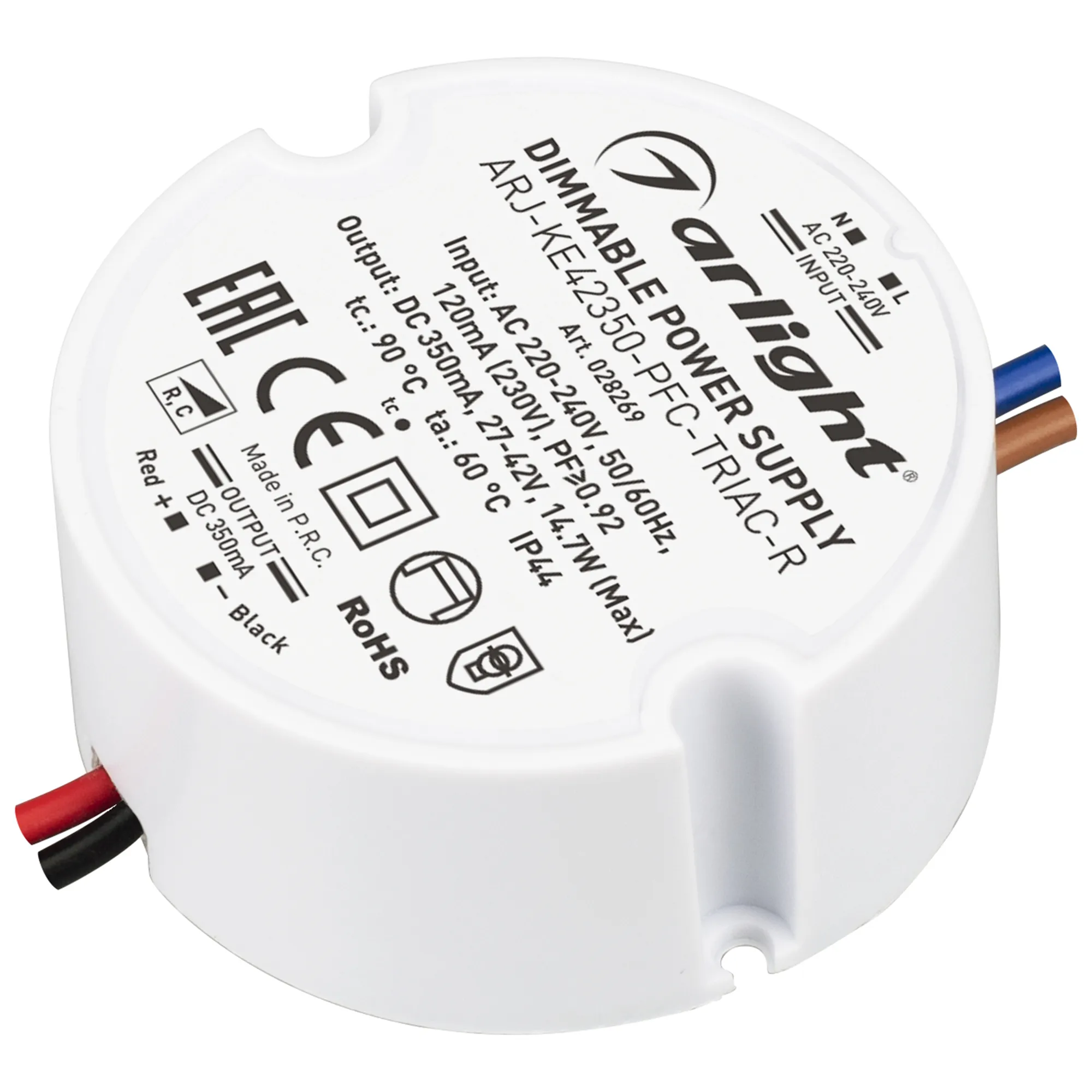 Блок питания ARJ-KE42350-PFC-TRIAC-R (15W, 350mA) (Arlight, IP44 Пластик, 5 лет) - изображение товара