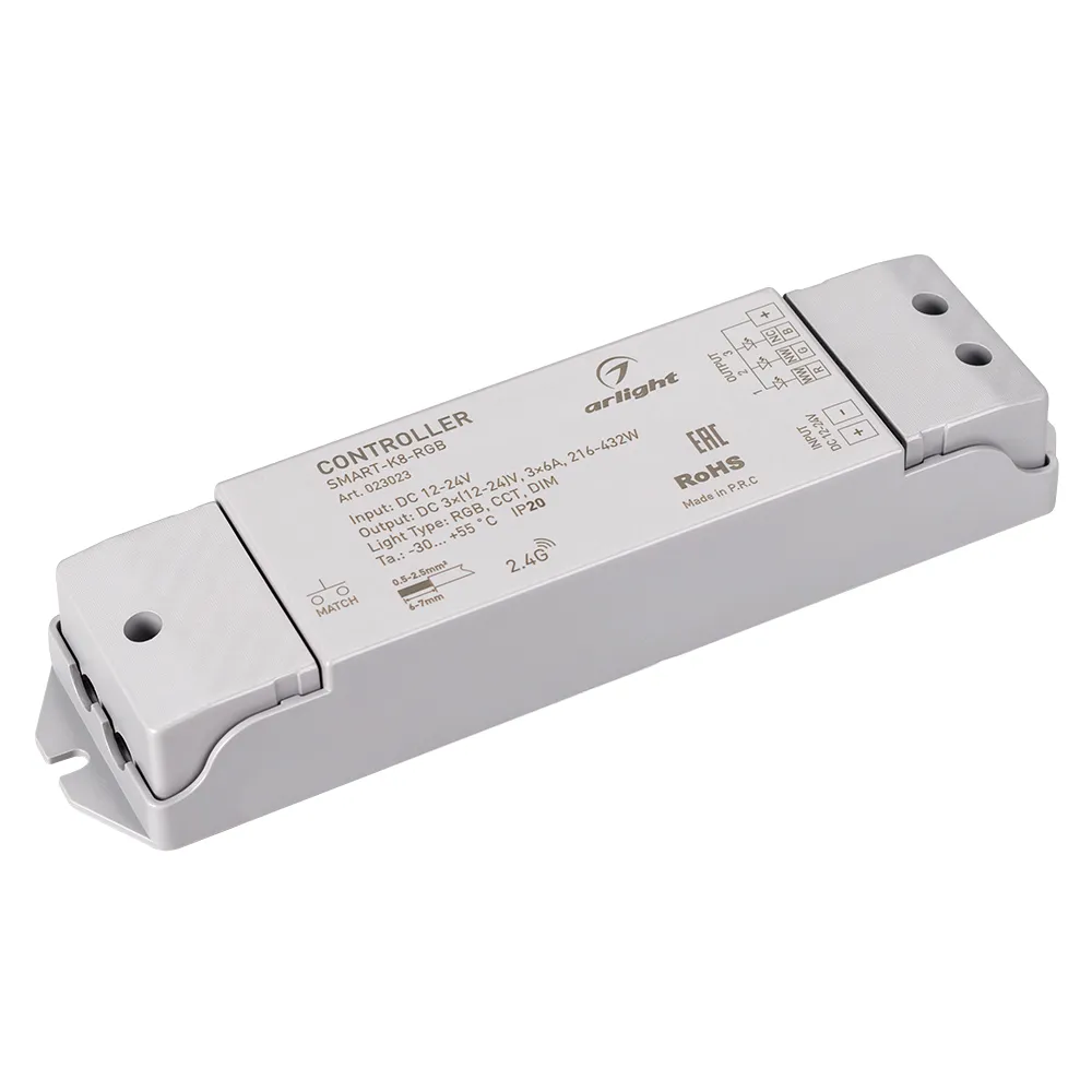 Контроллер SMART-K8-RGB (12-24V, 3x6A, 2.4G) (Arlight, IP20 Пластик, 5 лет) - изображение товара