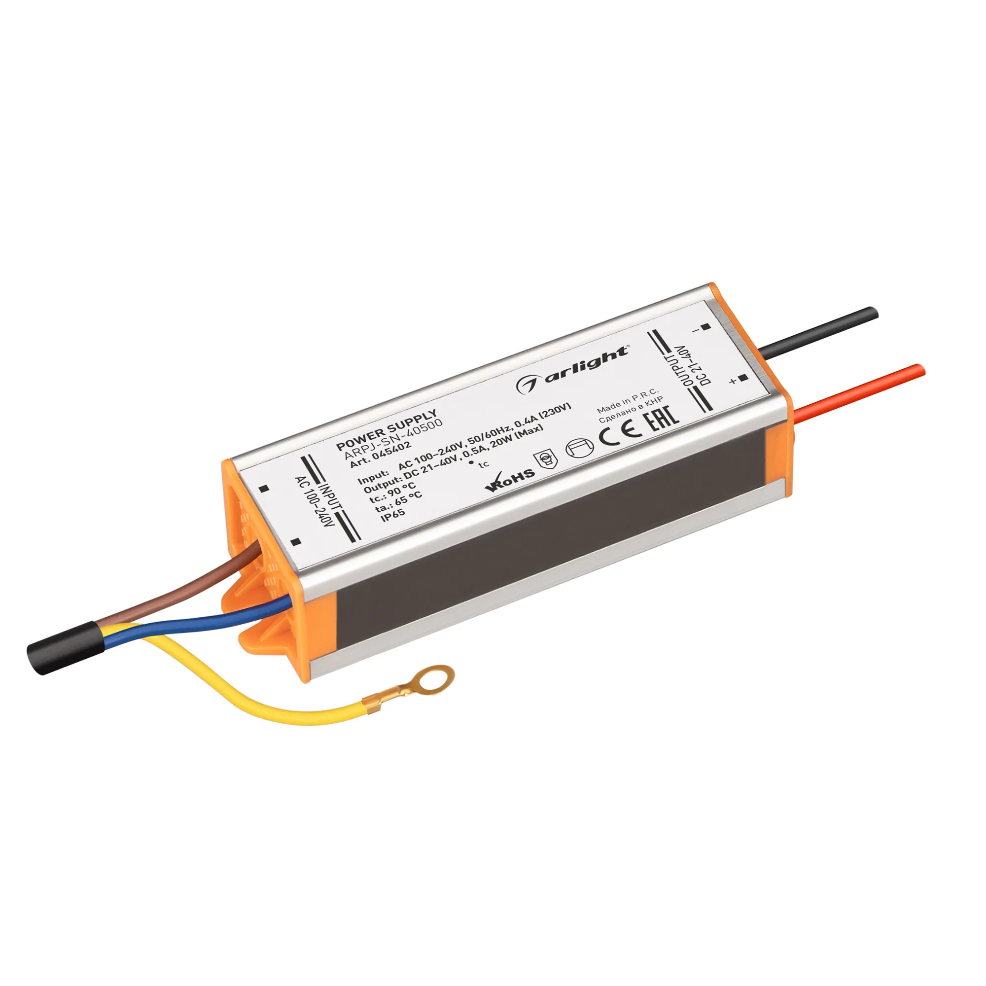 Блок питания ARPJ-SN-40500 (20W, 21-40V, 500mA) (Arlight, IP65 Металл, 3 года) - изображение товара