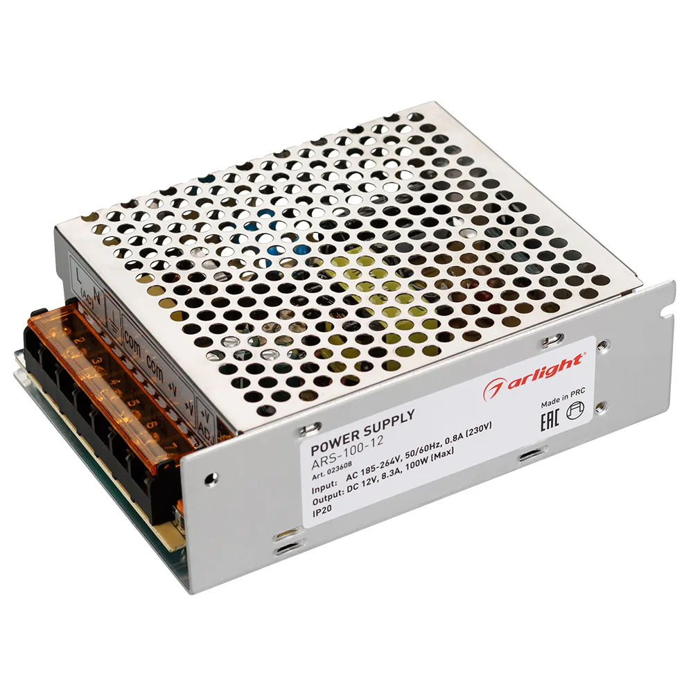 Блок питания ARS-100-12 (12V, 8.3A, 100W) (Arlight, IP20 Сетка, 2 года) - изображение товара