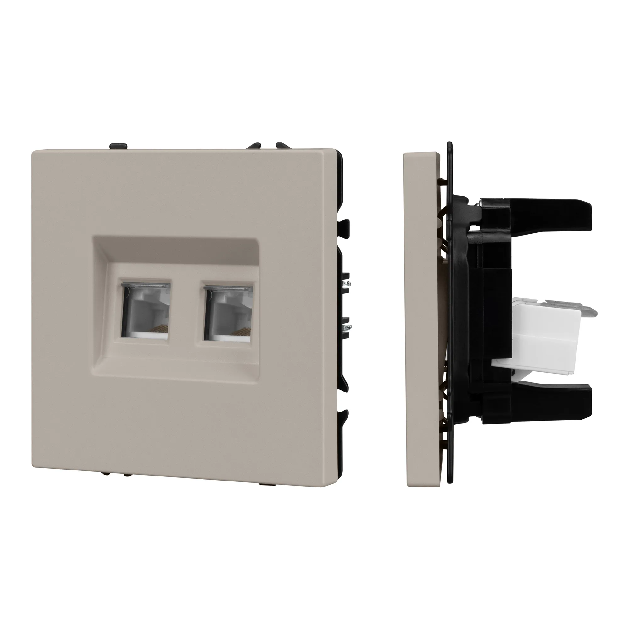 Механизм сдвоенной телефонной розетки SCT-NOBE-MTL2-SFPL-CA (RJ-11, 4C) (Arlight, Кашемир)