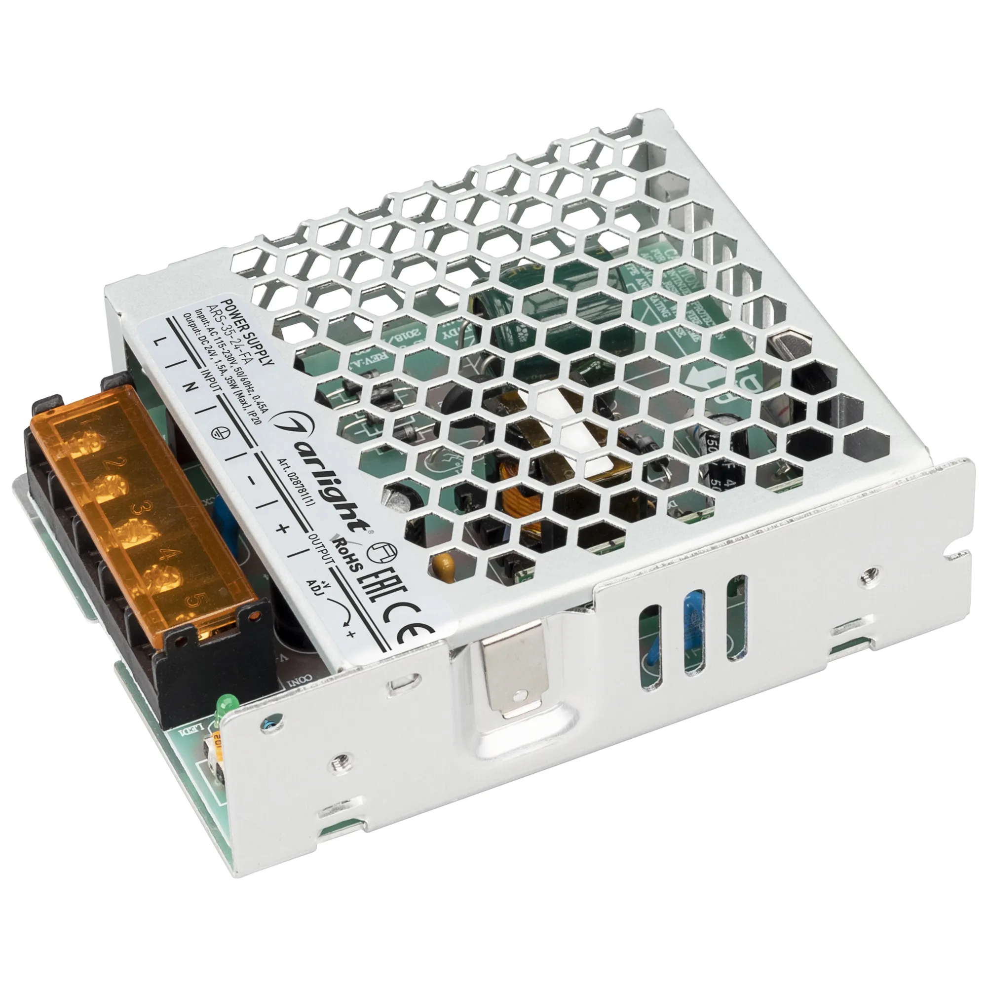 Блок питания ARS-35-24-FA (24V, 1.5A, 35W) (Arlight, IP20 Сетка, 3 года) - изображение товара