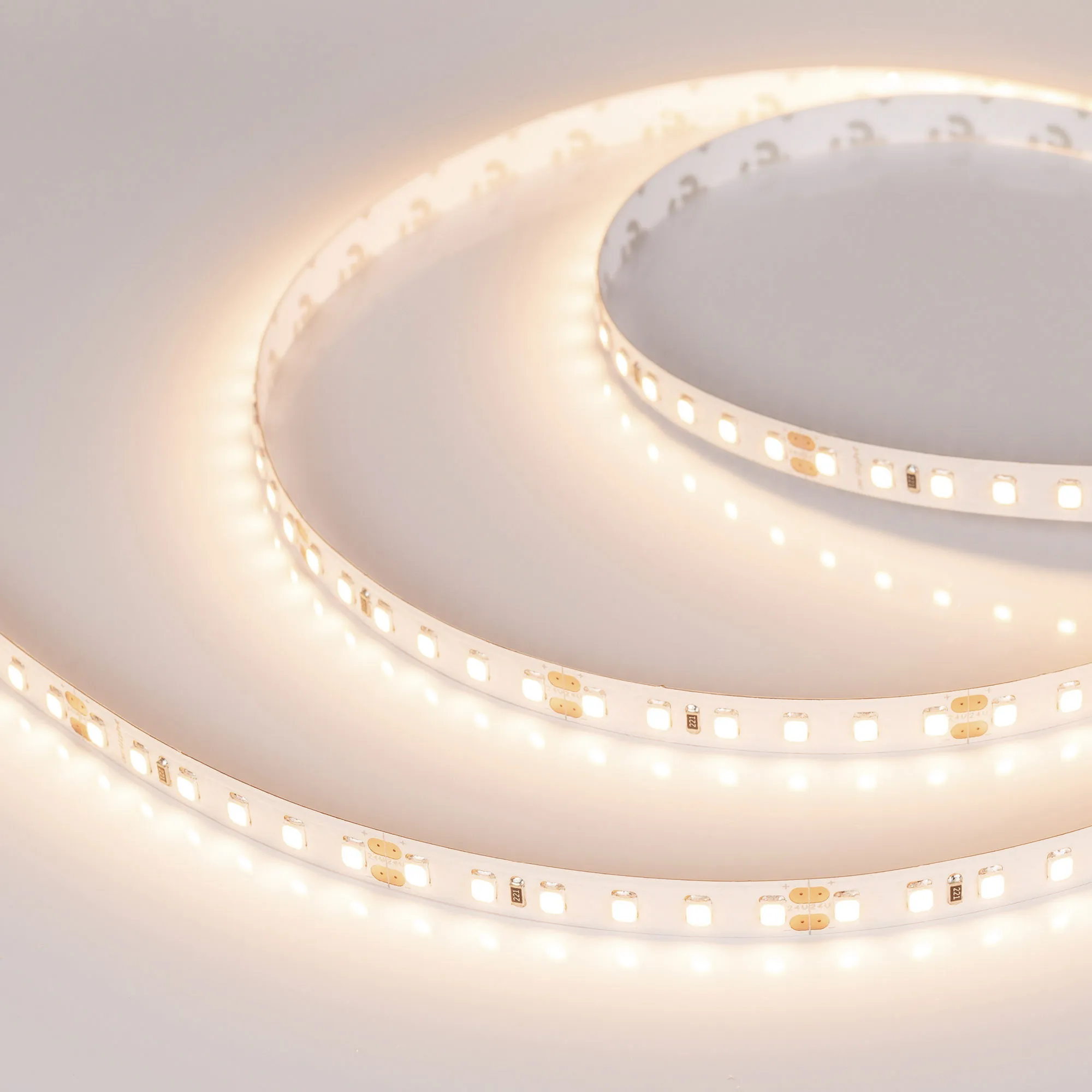 Лента светодиодная RT-A120-8mm 24V Warm3500 (14.4 W/m, IP20, 2835, 5m) (Arlight, Открытый) - изображение товара