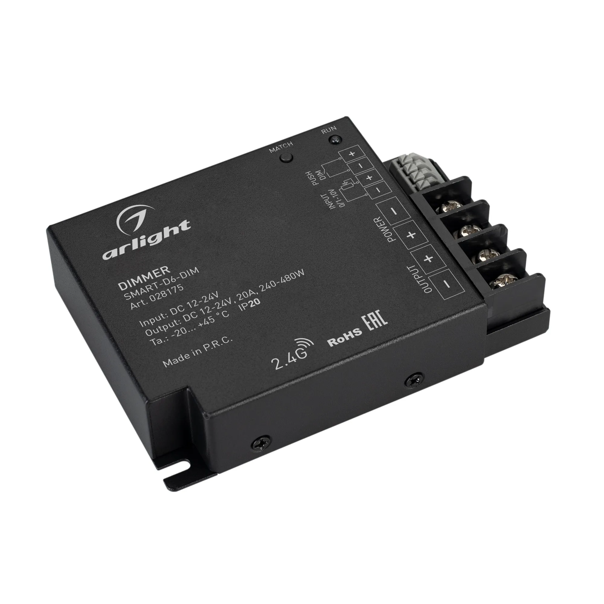 Диммер SMART-D6-DIM (12-24V, 1x20A, 2.4G) (Arlight, IP20 Металл, 5 лет) - изображение товара