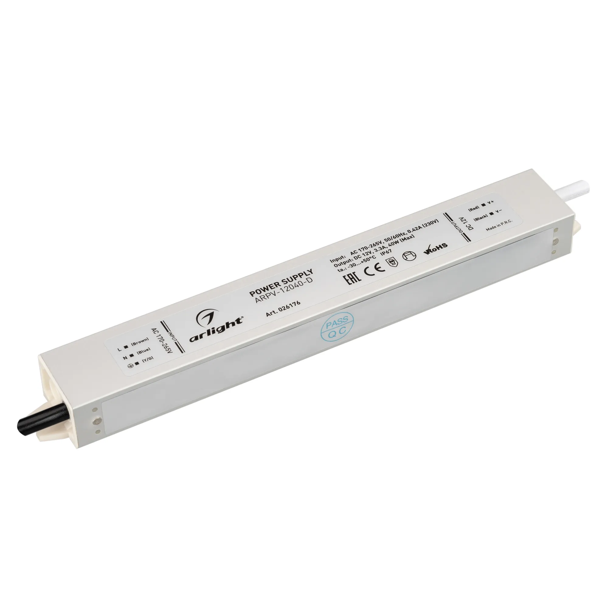 Блок питания ARPV-12040-D (12V, 3.3A, 40W) (Arlight, IP67 Металл, 3 года) - изображение товара