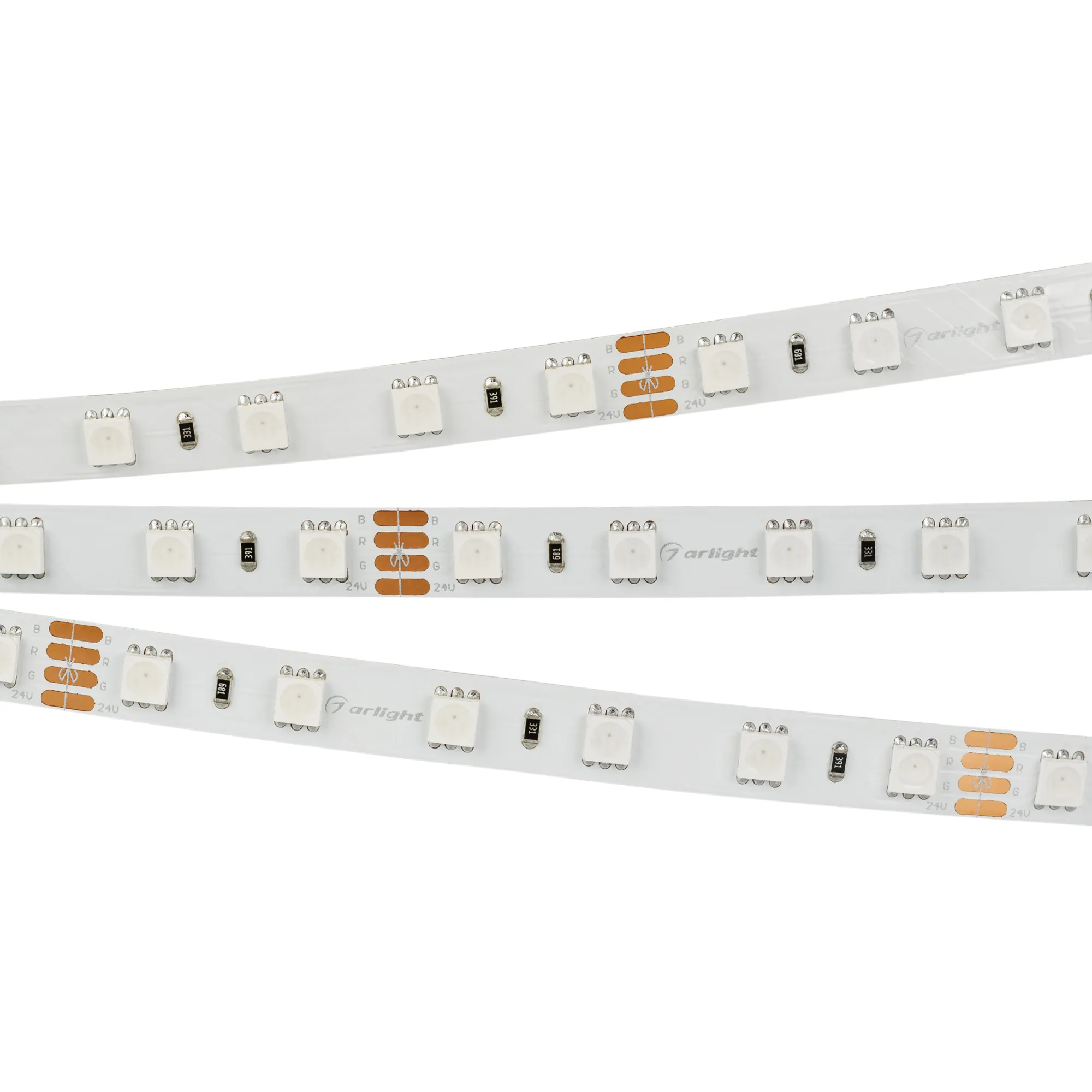 Лента светодиодная RT 2-5000-50m 24V RGB 2x (5060, 60 LED/m, LUX) (Arlight, 14.4 Вт/м, IP20)